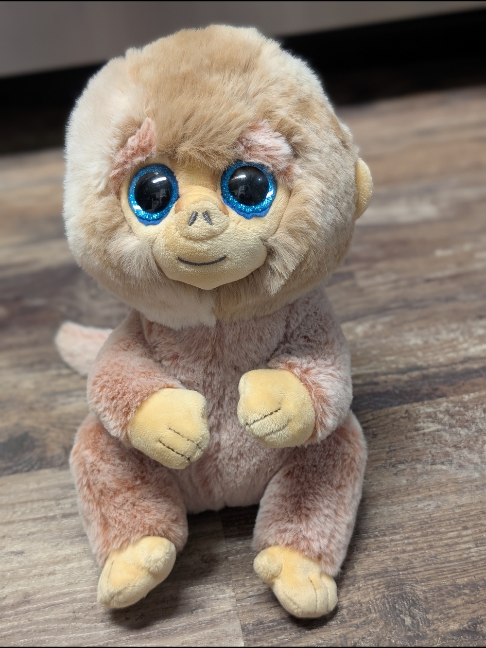 Stubby Ty Plush Monkey with Blue Glitter Eyes